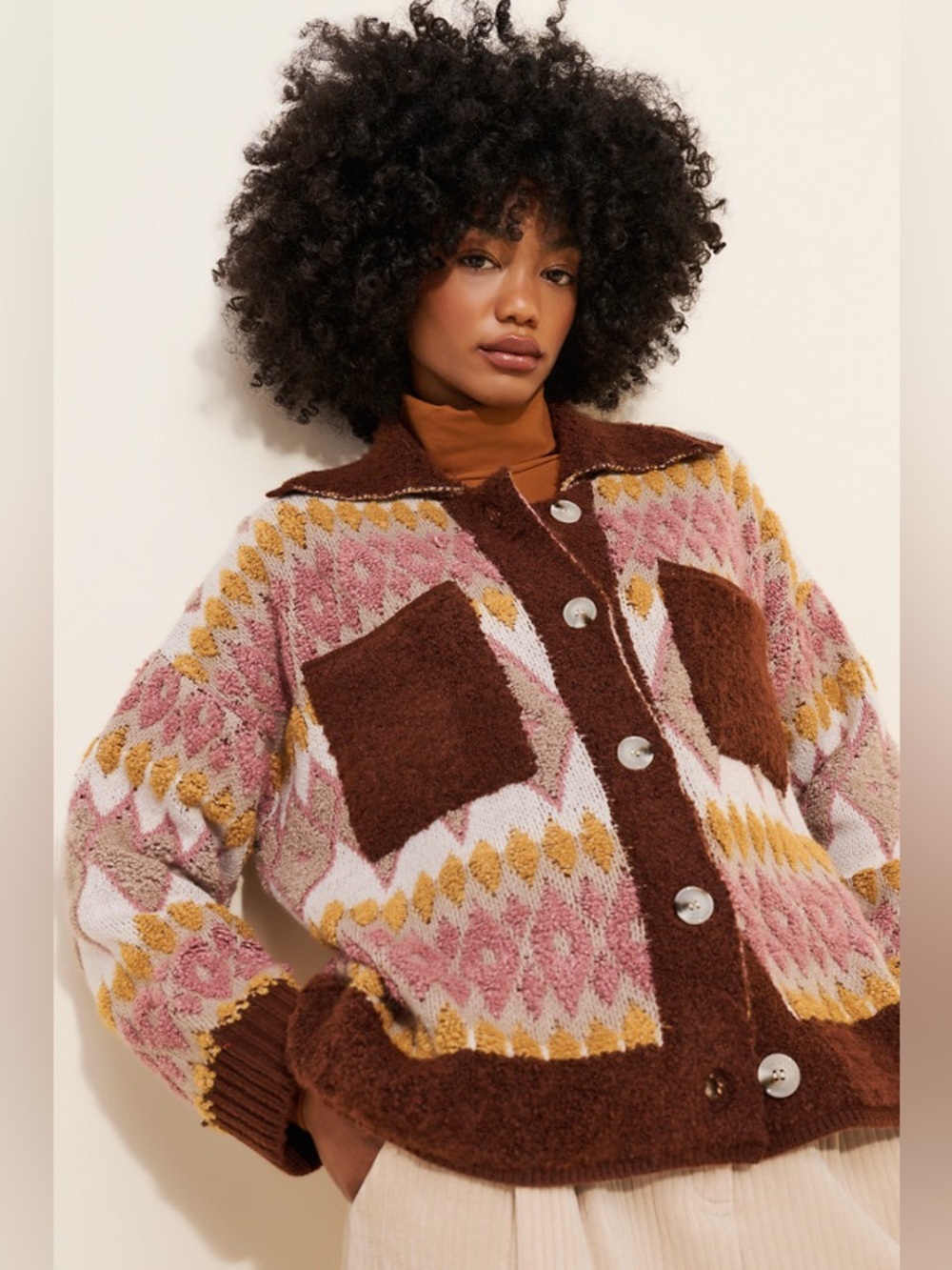 Anthropologie Flat White Button Up Sherpa Jacket